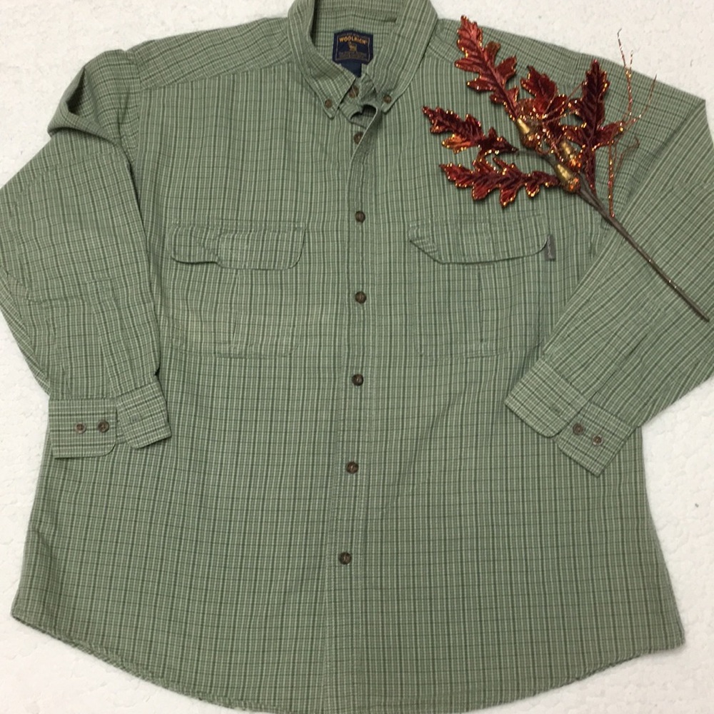 Woolrich XL shirt green checked long sleeves